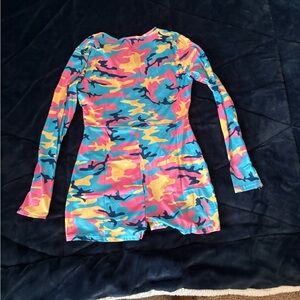Colorful Camouflage Long Sleeve Romper